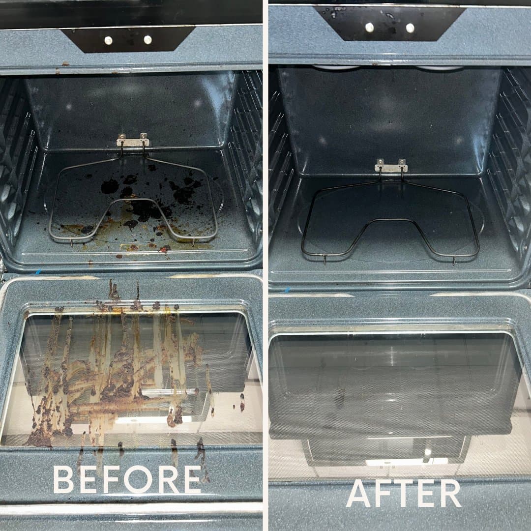 Before and after of a real CLH oven deep clean