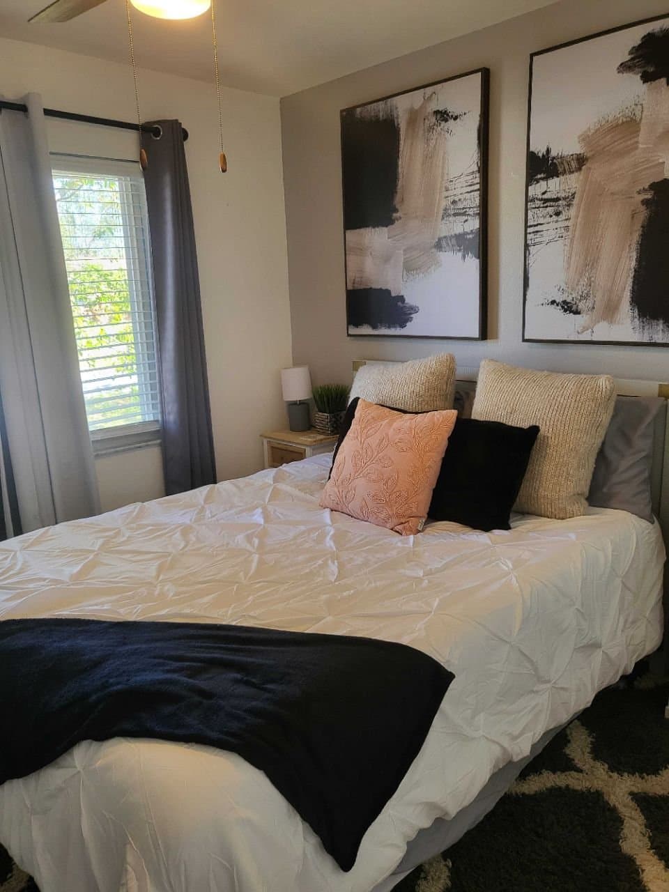 Bedroom made up hotel-style after a turnover clean